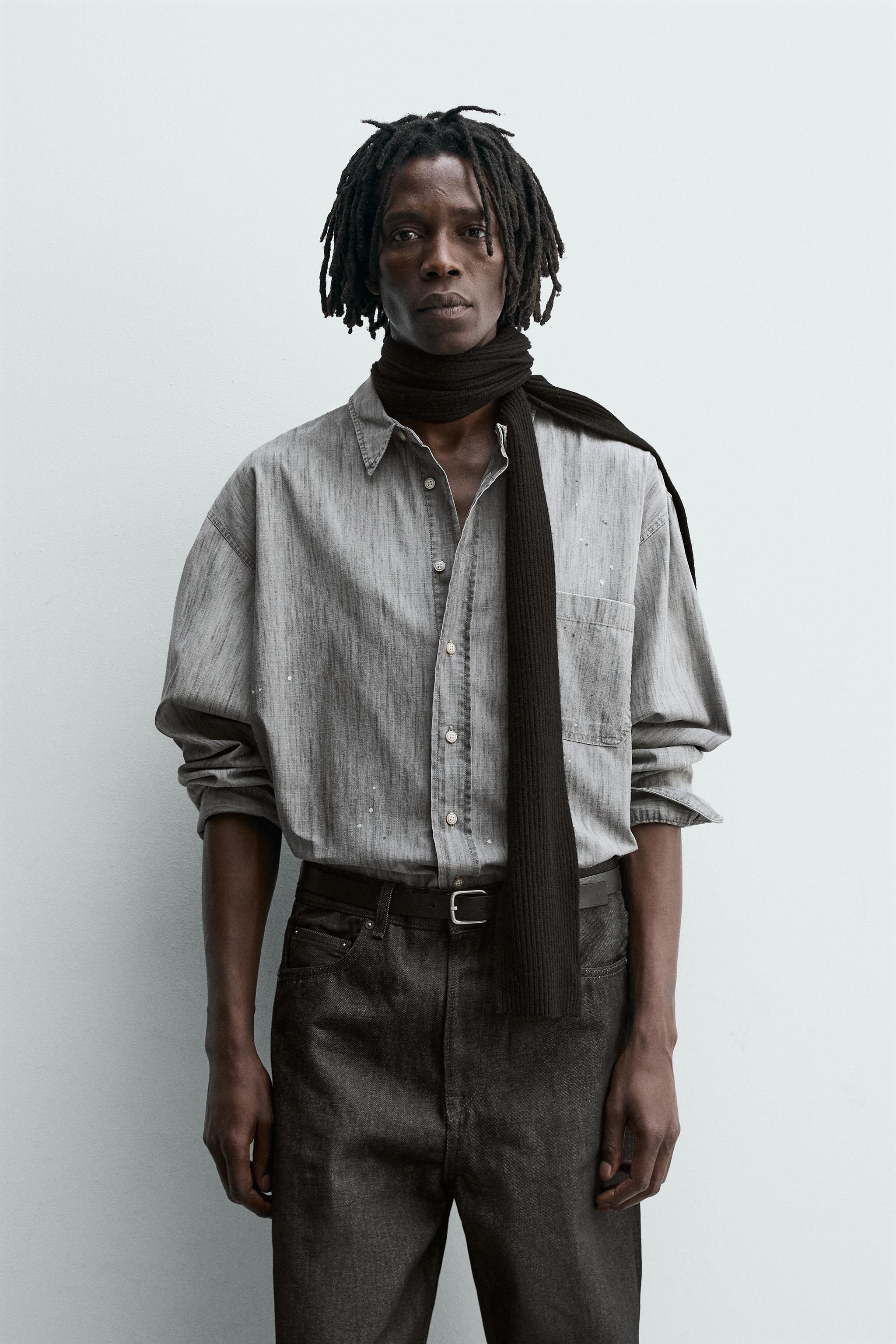 SPLASH-WASHED DENIM SHIRT